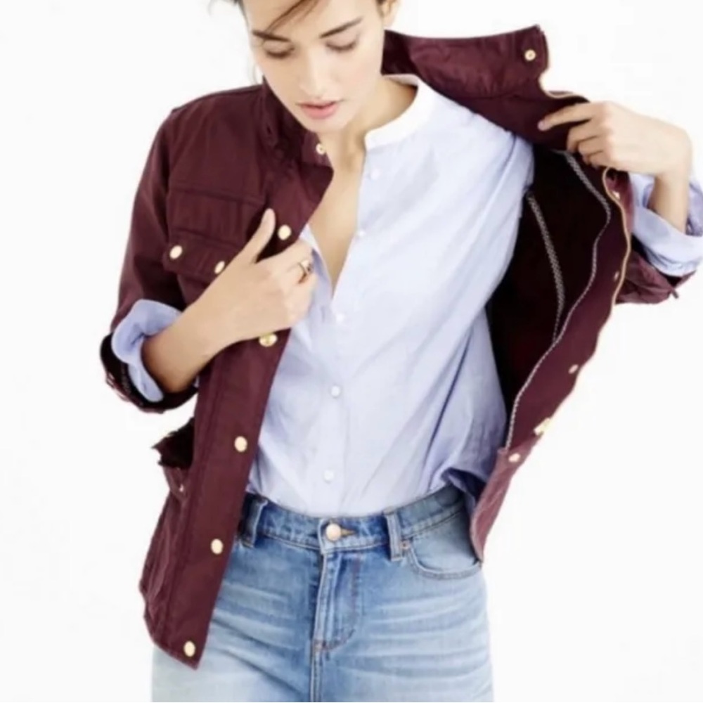 J CREW Jacket Womens Size Small Burgundy Downtown Field Jacket Utility Barn Coat